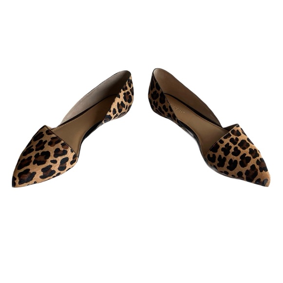 J. Crew Zoe Leopard Calf Hair d'Orsay Flats Size 8 Pointy Toe Fall Office NIB - Picture 7 of 14
